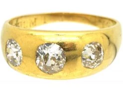 Victorian 18ct Gold, Three Stone Old Mine Cut Diamond Rub Over Set Ring 17 Victorian 18ct Gold, Three Stone Old Mine Cut Diamond Rub Over Set Ring -Antique Jewellery Company c84945da dsc00884 scaled 1