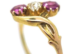 Art Nouveau 14ct Gold Pink Sapphire & Diamond Crossover Ring -Antique Jewellery Company c86c4a4f dsc02612 scaled 1