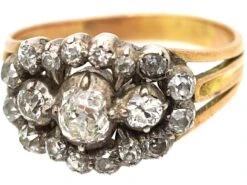 Georgian 15ct Gold OldMine Cut Triple Diamond Cluster Ring -Antique Jewellery Company c8867949 dsc09581 scaled 1