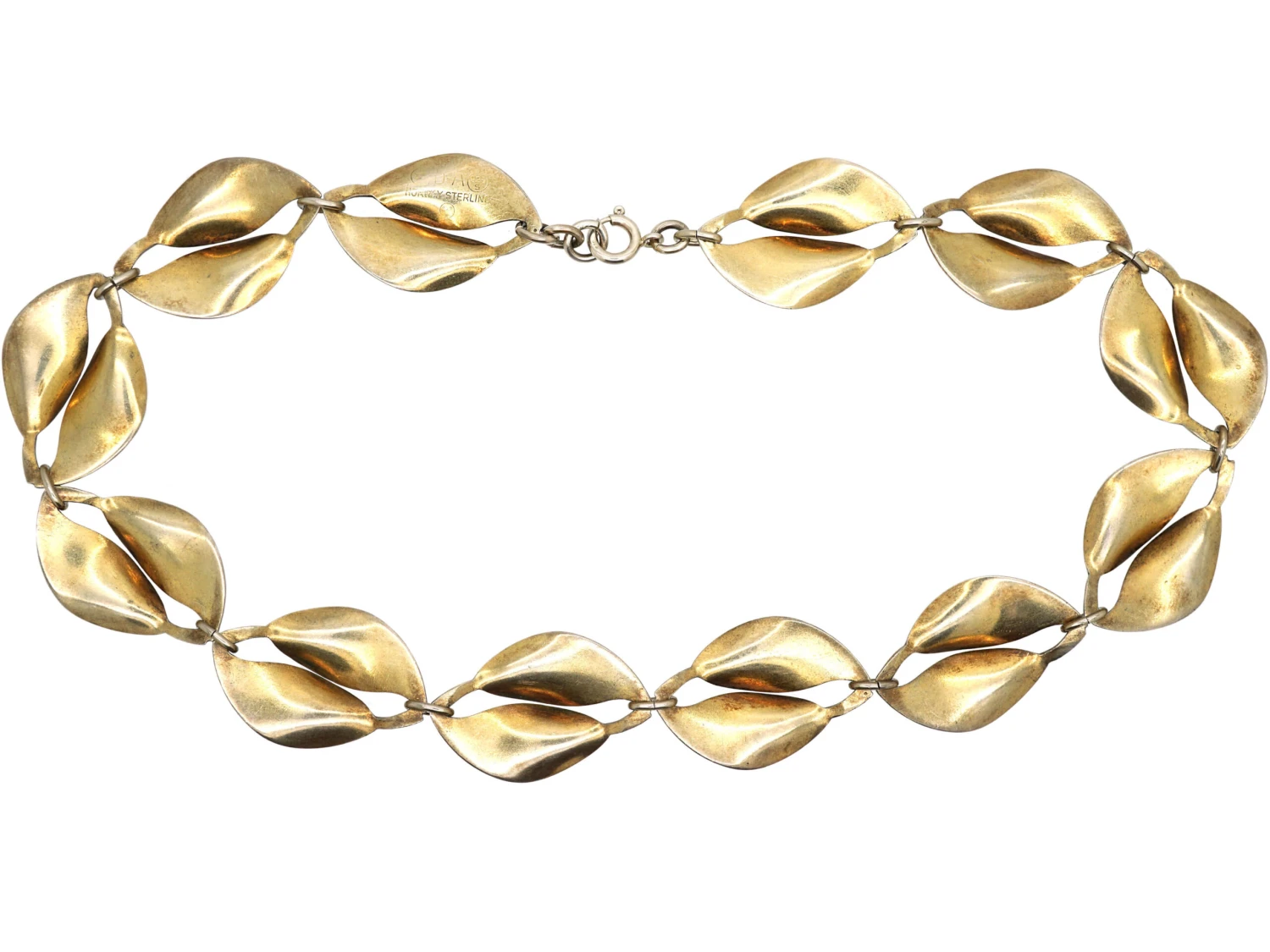 Silver & Blue Enamel Double Leaf Design Necklace By Willy Winnaess ForDavid Andersen 5 Silver & Blue Enamel Double Leaf Design Necklace By Willy Winnaess ForDavid Andersen - Image 3