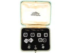 9ct White Gold & Diamond Dress Set In Original Case