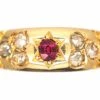 Victorian 18ct Gold, Ruby & Rose Diamond Gypsy Ring With Ornate Shoulders 2 Victorian 18ct Gold, Ruby & Rose Diamond Gypsy Ring With Ornate Shoulders -Antique Jewellery Company c9fc1bdf dsc01435 scaled 1