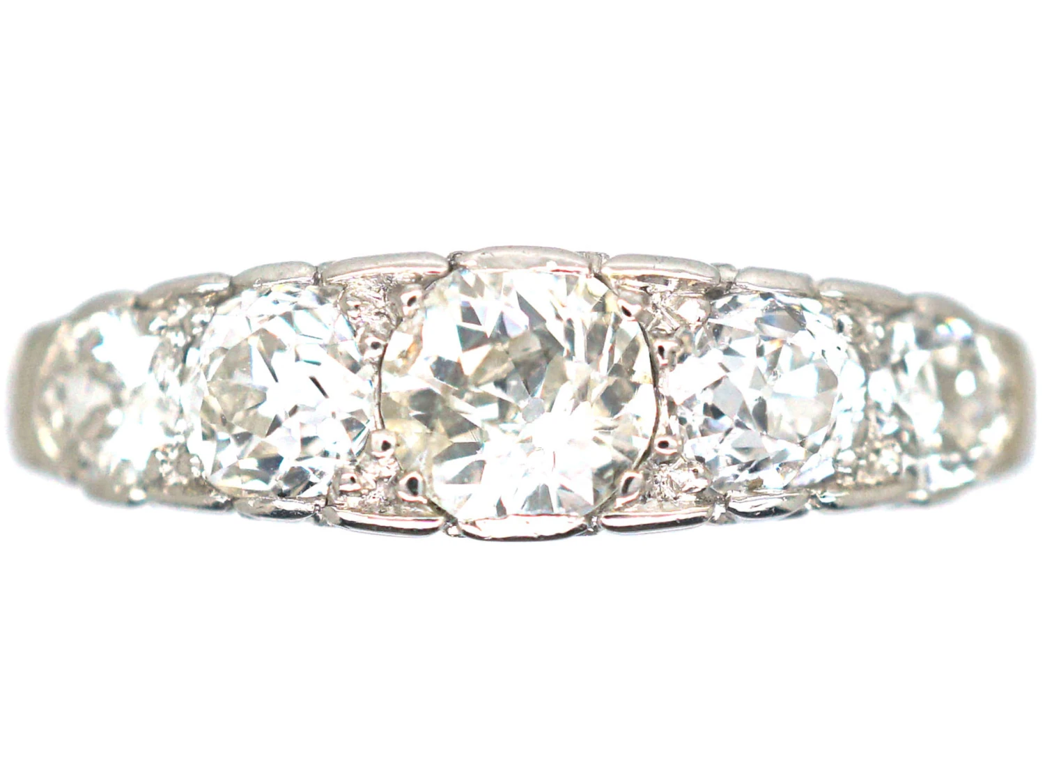 Edwardian Platinum & Diamond Five Stone Ring 3 Edwardian Platinum & Diamond Five Stone Ring