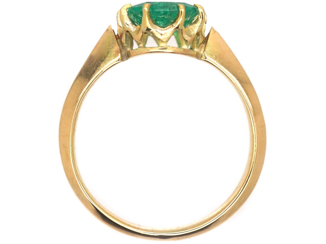 Edwardian 18ct Gold & Emerald Ring 5 Edwardian 18ct Gold & Emerald Ring - Image 3