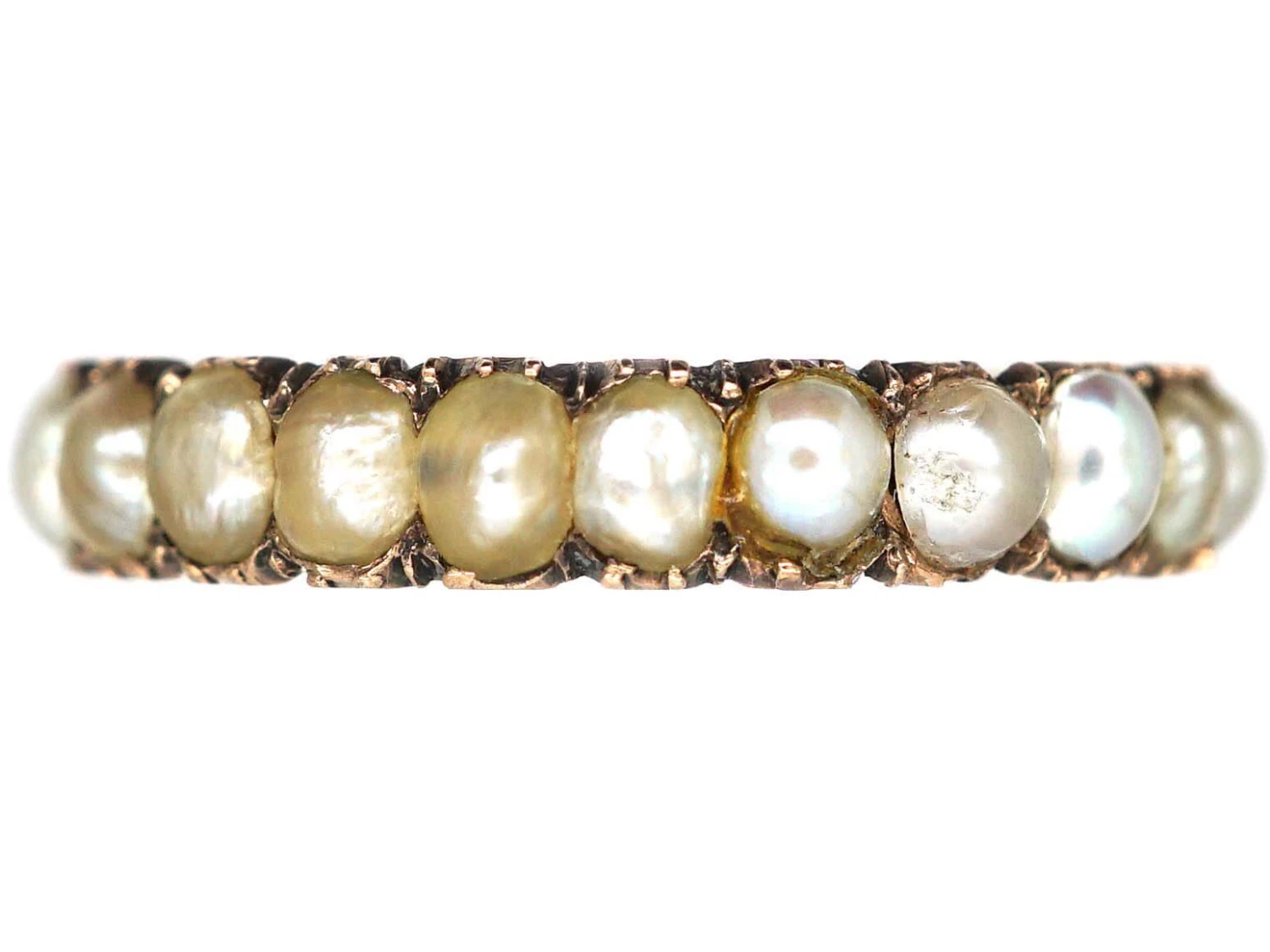 Georgian 9ct Gold & Natural Split Pearl Eternity Ring 3 Georgian 9ct Gold & Natural Split Pearl Eternity Ring