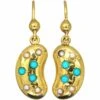 Edwardian 15ct Gold Kidney Bean Earrings Set With Turquoise & Natural Split Pearls -Antique Jewellery Company cc36e2e4 dsc08506 scaled 1