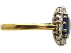 18ct Gold, Sapphire & Diamond Cluster Ring By Deakin & Frances -Antique Jewellery Company ccc42bd9 vintage 18ct gold platinum 1950s sapphire diamond cluster ring4 scaled 1