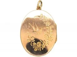 Edwardian 9ct Gold Locket With Swallow & Rose Garland Motif 9 Edwardian 9ct Gold Locket With Swallow & Rose Garland Motif -Antique Jewellery Company cd6747e5 dsc08132 scaled 1