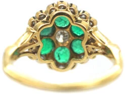 Edwardian 18ct Gold, Emerald & Diamond Flower Cluster Ring -Antique Jewellery Company cd757de6 dsc09827 scaled 1