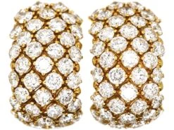 Large 18ct Gold & Diamond Half Hoop Earrings