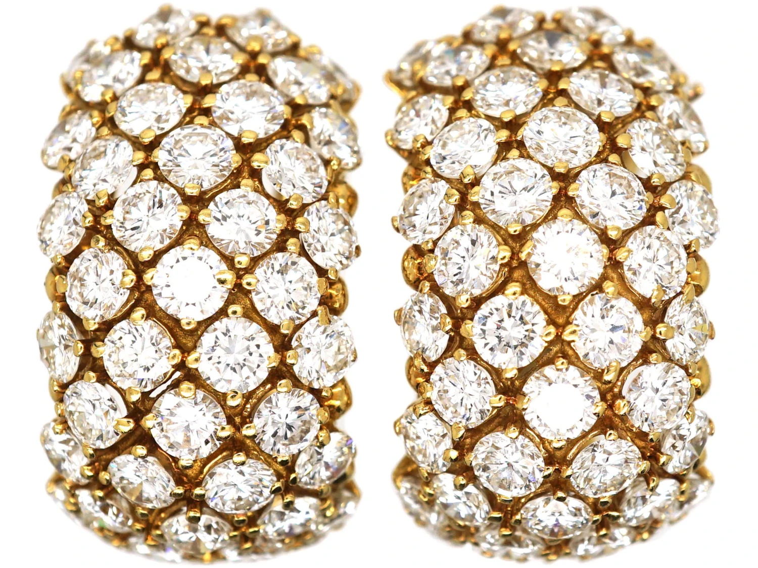 Large 18ct Gold & Diamond Half Hoop Earrings 3 Large 18ct Gold & Diamond Half Hoop Earrings