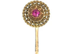 Victorian 15ct Gold & Ruby Round Tie Pin