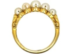 Victorian 18ct Gold, Graduated Five Natural Pearl Ring -Antique Jewellery Company cfad19a9 dsc08703 scaled 1