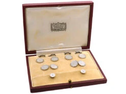 Art Deco 9ct White Gold Dress Set In Original Case 9 Art Deco 9ct White Gold Dress Set In Original Case -Antique Jewellery Company cufflinks 1