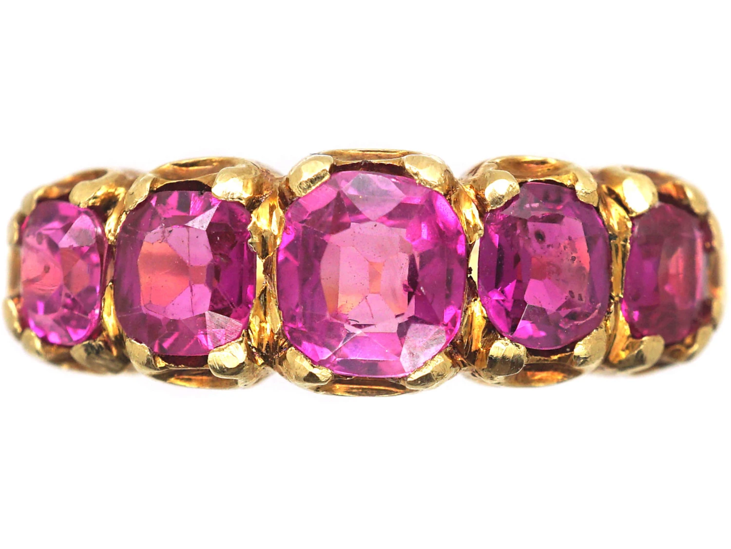 Victorian 18ct Gold & Pink Sapphire Five Stone Ring 3 Victorian 18ct Gold & Pink Sapphire Five Stone Ring