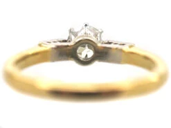 18ct Gold & Platinum, Diamond Solitaire Ring With A Baguette Diamond On Either Side -Antique Jewellery Company d13e048e dsc04329 scaled 1
