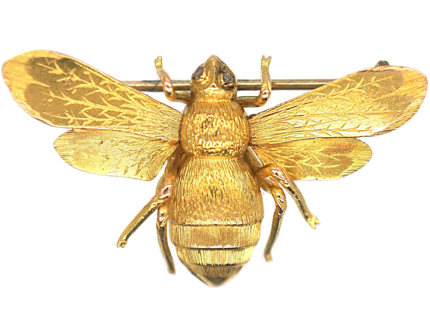 Victorian 15ct Gold Bee Brooch With Rose Diamond Eyes 3 Victorian 15ct Gold Bee Brooch With Rose Diamond Eyes