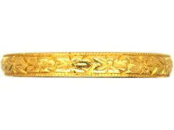 22ct Gold Wedding Ring With Flower Motif
