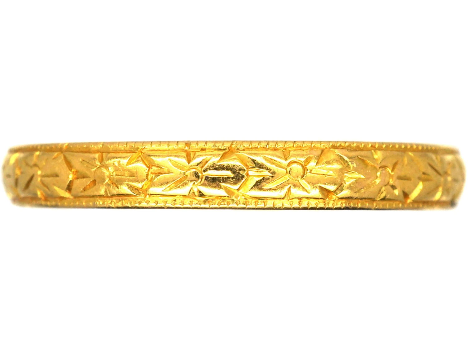 22ct Gold Wedding Ring With Flower Motif 3 22ct Gold Wedding Ring With Flower Motif