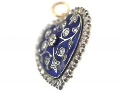 Edwardian 18ct White & Yellow Gold Royal Blue Enamel & Diamond Heart Shaped Pendant 6 Edwardian 18ct White & Yellow Gold Royal Blue Enamel & Diamond Heart Shaped Pendant -Antique Jewellery Company d382172d dsc05135 scaled 1