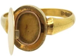 Edwardian 9ct Gold Signet Ring With Hinged Hidden Locket 18 Edwardian 9ct Gold Signet Ring With Hinged Hidden Locket -Antique Jewellery Company d50f7da8 dsc02639 scaled 1