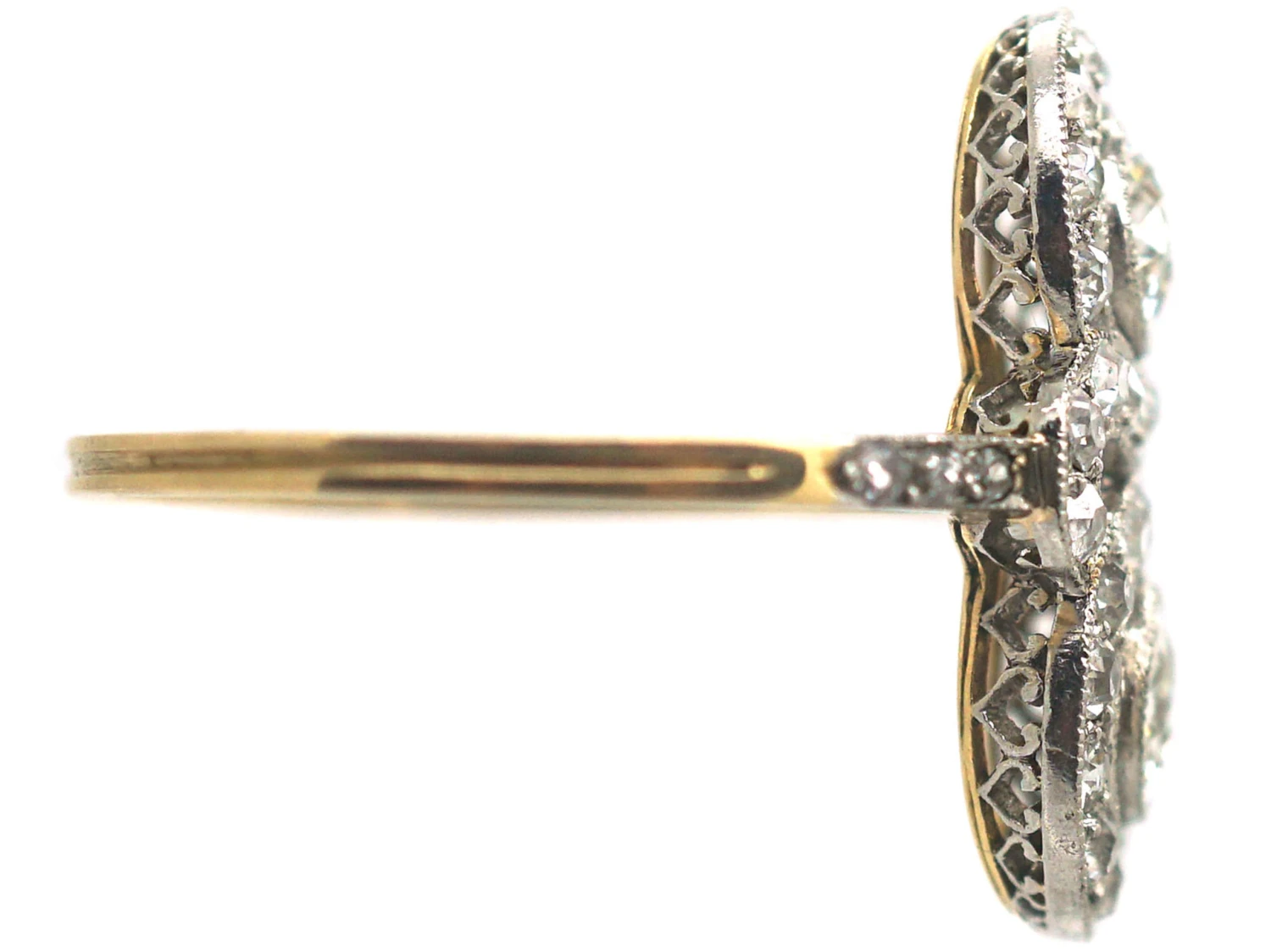 Edwardian 18ct Gold & Platinum Double Cluster Diamond Ring 7 Edwardian 18ct Gold & Platinum Double Cluster Diamond Ring - Image 5