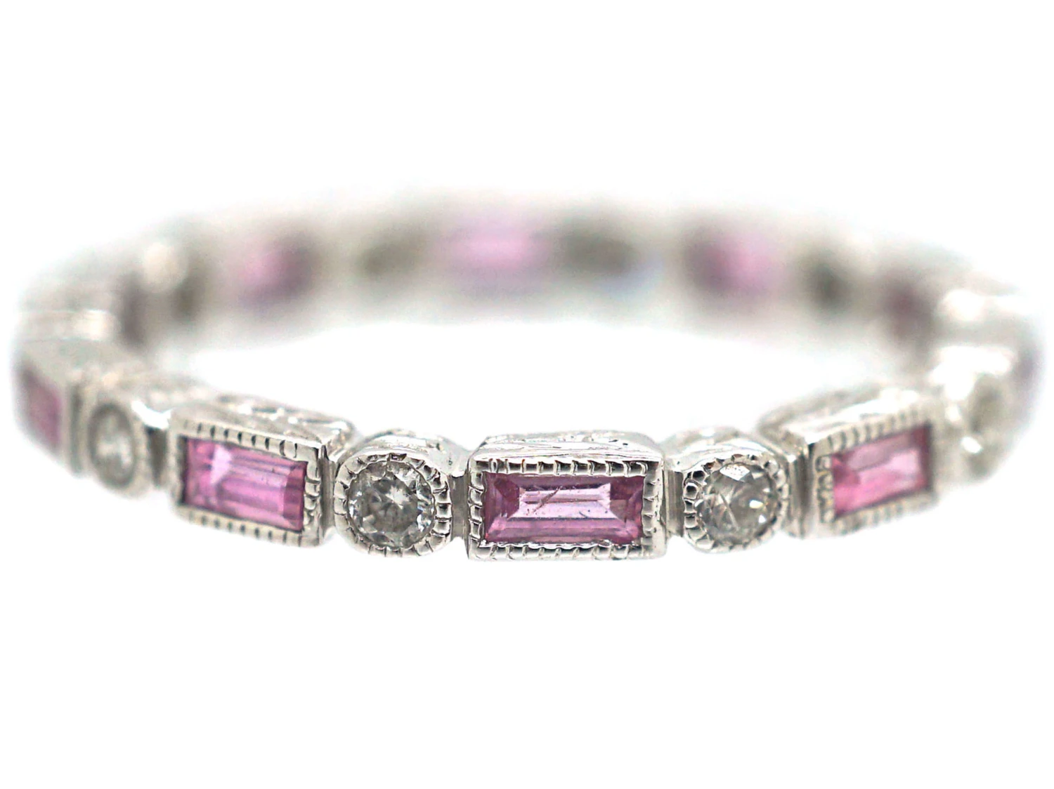 18ct White Gold Pink Sapphire & Diamond Eternity Ring 6 18ct White Gold Pink Sapphire & Diamond Eternity Ring - Image 4