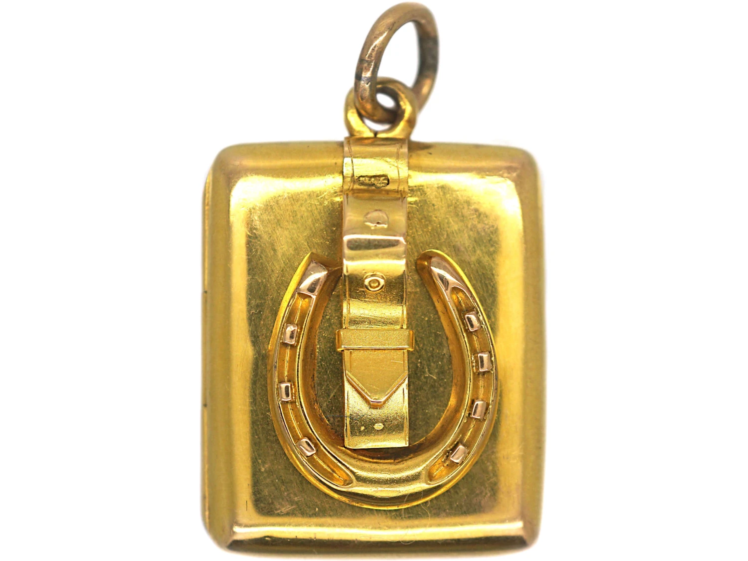 Victorian 15ct Gold Horseshoe & Buckle Rectangular Locket 3 Victorian 15ct Gold Horseshoe & Buckle Rectangular Locket