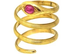 Belle Epoque 18ct Gold Wide Coily Snake Ring Set With A Ruby 11 Belle Epoque 18ct Gold Wide Coily Snake Ring Set With A Ruby -Antique Jewellery Company d6683146 dsc03757 scaled 1