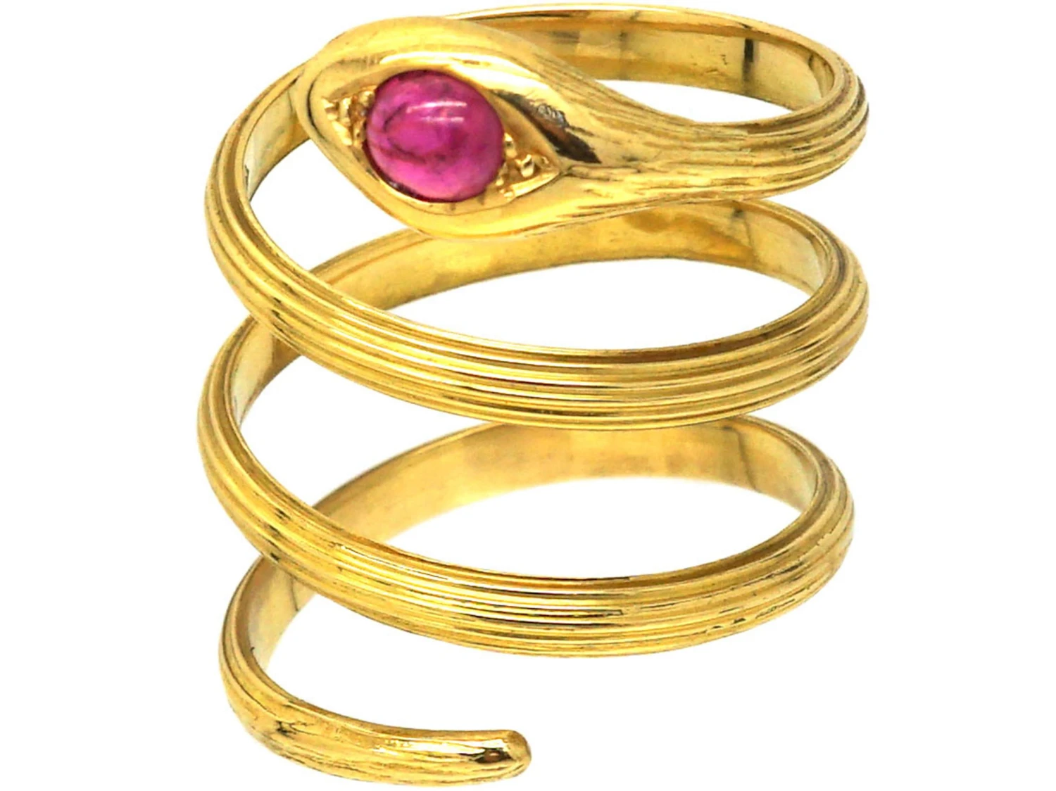 Belle Epoque 18ct Gold Wide Coily Snake Ring Set With A Ruby 7 Belle Epoque 18ct Gold Wide Coily Snake Ring Set With A Ruby - Image 5