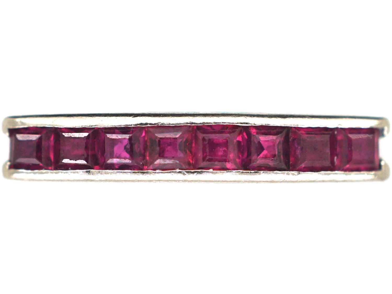 Art Deco 18ct White Gold & Ruby Half Eternity Ring 3 Art Deco 18ct White Gold & Ruby Half Eternity Ring