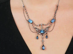 Blue & White Paste Edwardian Festoon Necklace 9 Blue & White Paste Edwardian Festoon Necklace -Antique Jewellery Company d769a02d nsf05192