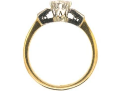 18ct Gold & Platinum, Diamond Solitaire Ring With A Baguette Diamond On Either Side -Antique Jewellery Company d82dc508 dsc04328 scaled 1
