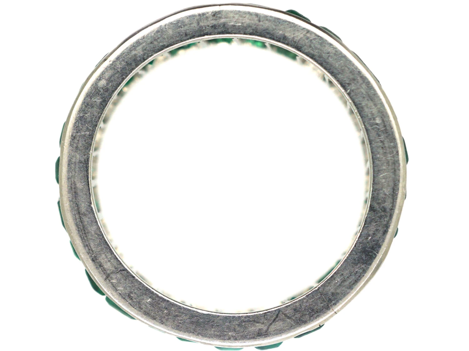 Art Deco 18ct White Gold Full Eternity Ring Set With Baguette Cut Emeralds 5 Art Deco 18ct White Gold Full Eternity Ring Set With Baguette Cut Emeralds - Image 3