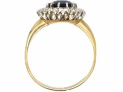 1930s 18ct Gold, Sapphire & Diamond Oval Cluster Ring -Antique Jewellery Company d91f5d92 dsc09911 scaled 1