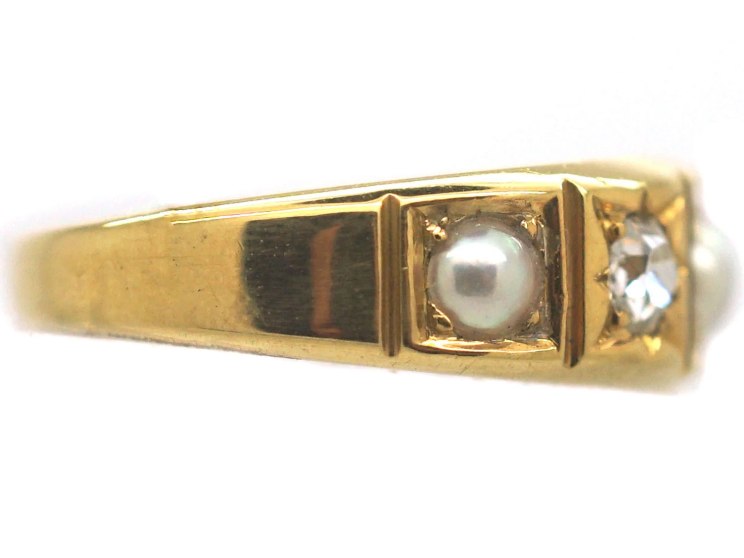 Victorian 18ct Gold Natural Split Pearl & Diamond Ring 8 Victorian 18ct Gold Natural Split Pearl & Diamond Ring - Image 6