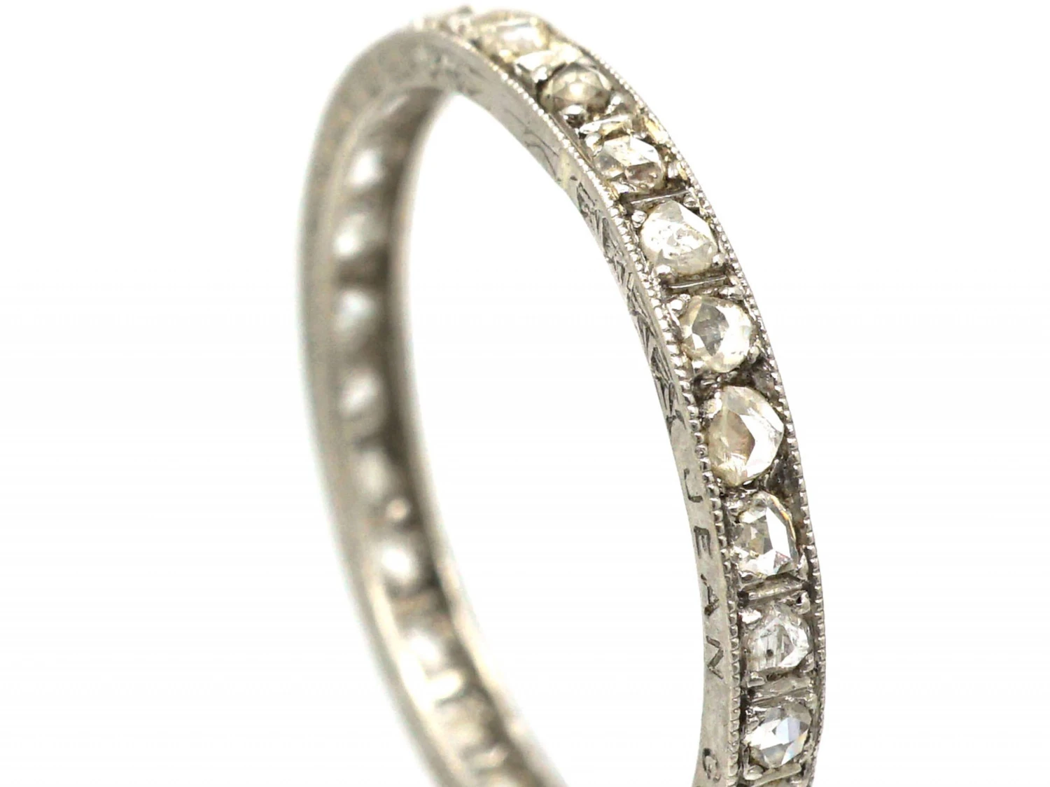 Art Deco Platinum & Rose Diamond Eternity Ring 4 Art Deco Platinum & Rose Diamond Eternity Ring - Image 2