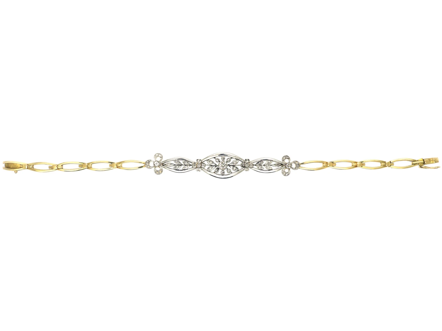 French Belle Epoque 18ct Gold, Platinum & Diamond Bracelet 4 French Belle Epoque 18ct Gold, Platinum & Diamond Bracelet - Image 2