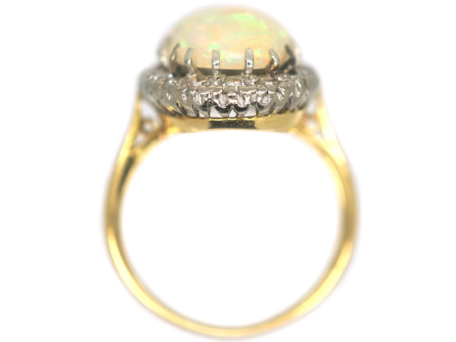 Large Opal & Diamond 18ct Gold Oval Ring 6 Large Opal & Diamond 18ct Gold Oval Ring - Image 4