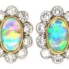 Edwardian 18ct Gold & Platinum, Opal & Diamond Oval Cluster Earrings 1 Edwardian 18ct Gold & Platinum, Opal & Diamond Oval Cluster Earrings -Antique Jewellery Company db5c67e7 dsc08517 scaled 1