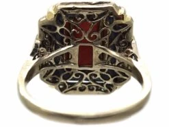 Art Deco 18ct White Gold Coral, Onyx And Diamond Ring 13 Art Deco 18ct White Gold Coral, Onyx And Diamond Ring -Antique Jewellery Company dc2c0c17 dsc06287 scaled 1