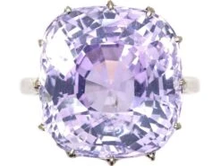 Art Deco Platinum Solitaire Ring Set With A Large Lilac Unheated Ceylon Sapphire