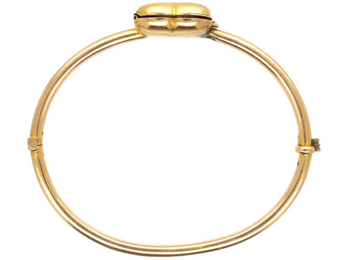 Edwardian 15ct Gold Heart Shape Locket On Bangle 5 Edwardian 15ct Gold Heart Shape Locket On Bangle - Image 3
