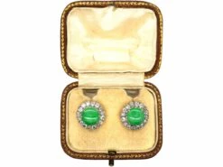 Art Deco 18ct White Gold, Jade & Diamond Cluster Earrings In Original Case 8 Art Deco 18ct White Gold, Jade & Diamond Cluster Earrings In Original Case -Antique Jewellery Company dfc83aae dsc05762 scaled 1