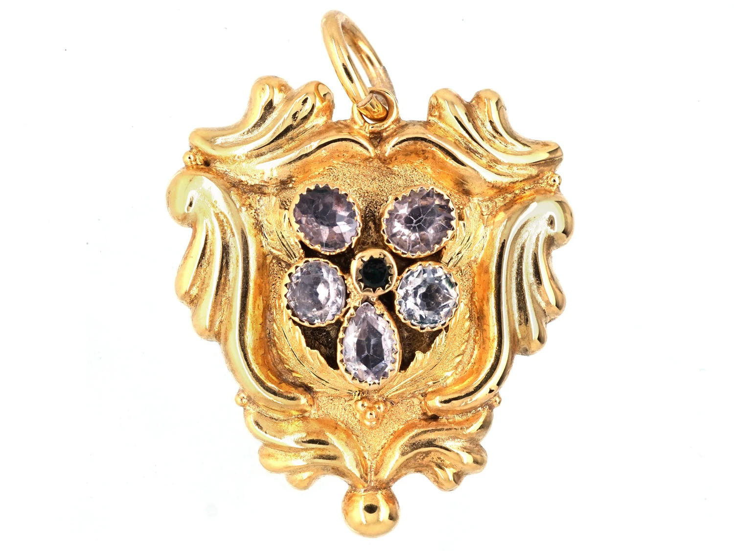 Georgian 15ct Gold & Pansy Motif Pendant With Locket Back 3 Georgian 15ct Gold & Pansy Motif Pendant With Locket Back