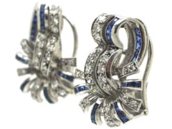 Art Deco 18ct White Gold, Sapphire & Diamond Clip On Earrings -Antique Jewellery Company e16da176 dsc07560 scaled 1
