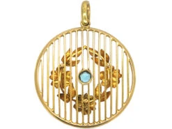Edwardian 15ct Gold Aquamarine & Natural Split Pearl Round Pendant 7 Edwardian 15ct Gold Aquamarine & Natural Split Pearl Round Pendant -Antique Jewellery Company e39c0819 dsc08423 scaled 1