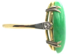 Art Deco 18ct Gold & Platinum Jade Ring With Diamond Set Shoulders -Antique Jewellery Company e4364366 dsc05264 scaled 1
