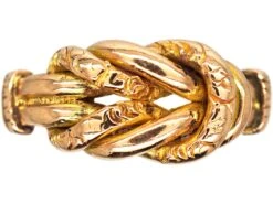 Edwardian 9ct Gold Knot Ring With Plain & Engraved Detail
