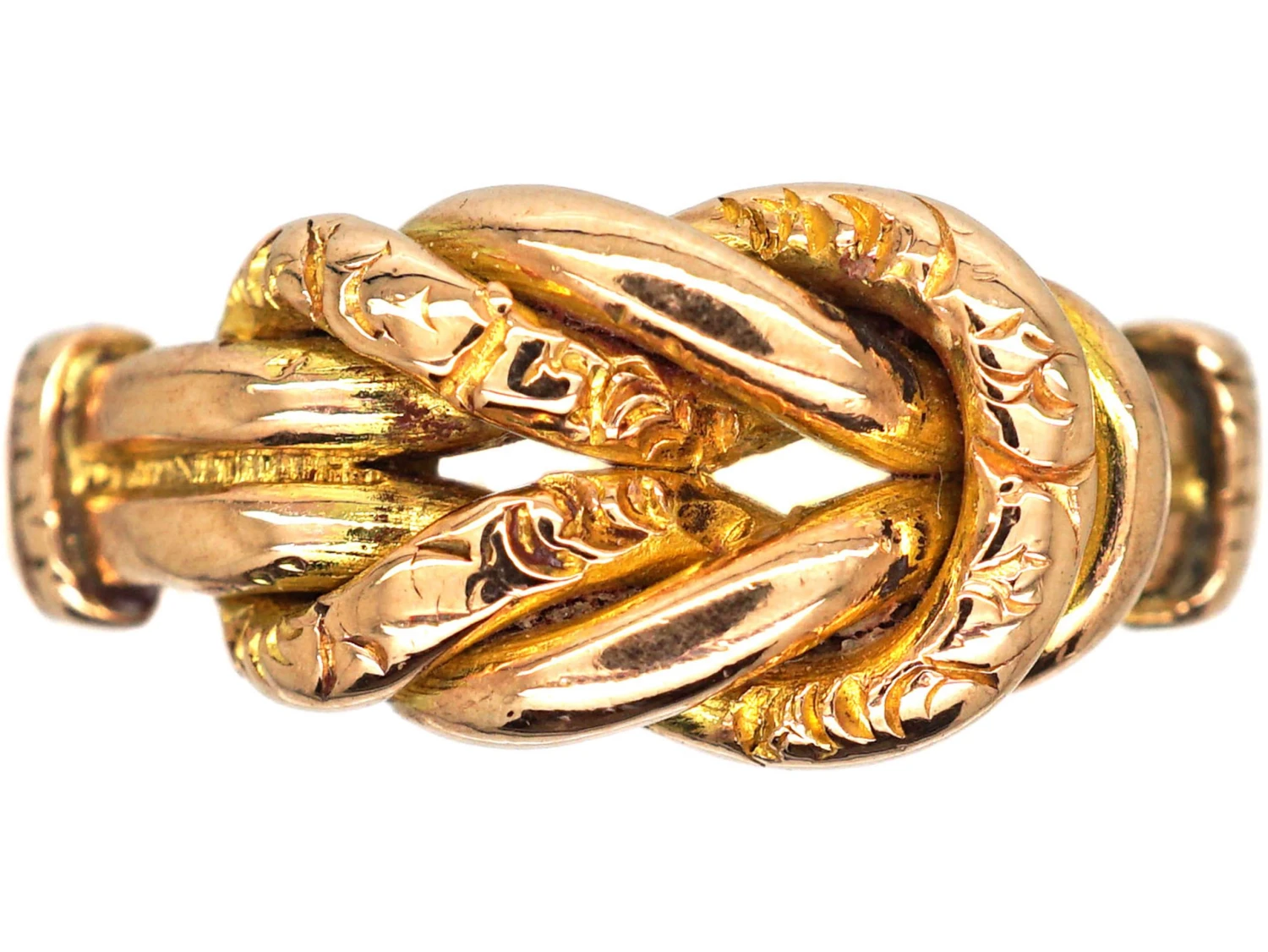 Edwardian 9ct Gold Knot Ring With Plain & Engraved Detail 3 Edwardian 9ct Gold Knot Ring With Plain & Engraved Detail